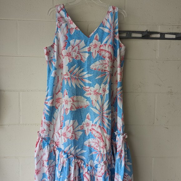 Vintage Hawaiian Dress Size Large Sleeveless Made In Hawaii All Over Print - Picture 2 of 11